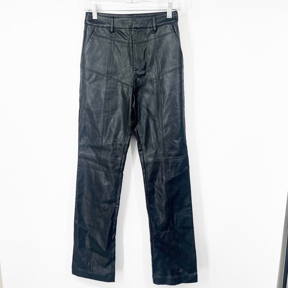 Steele Black Faux Leather High Rise Pants